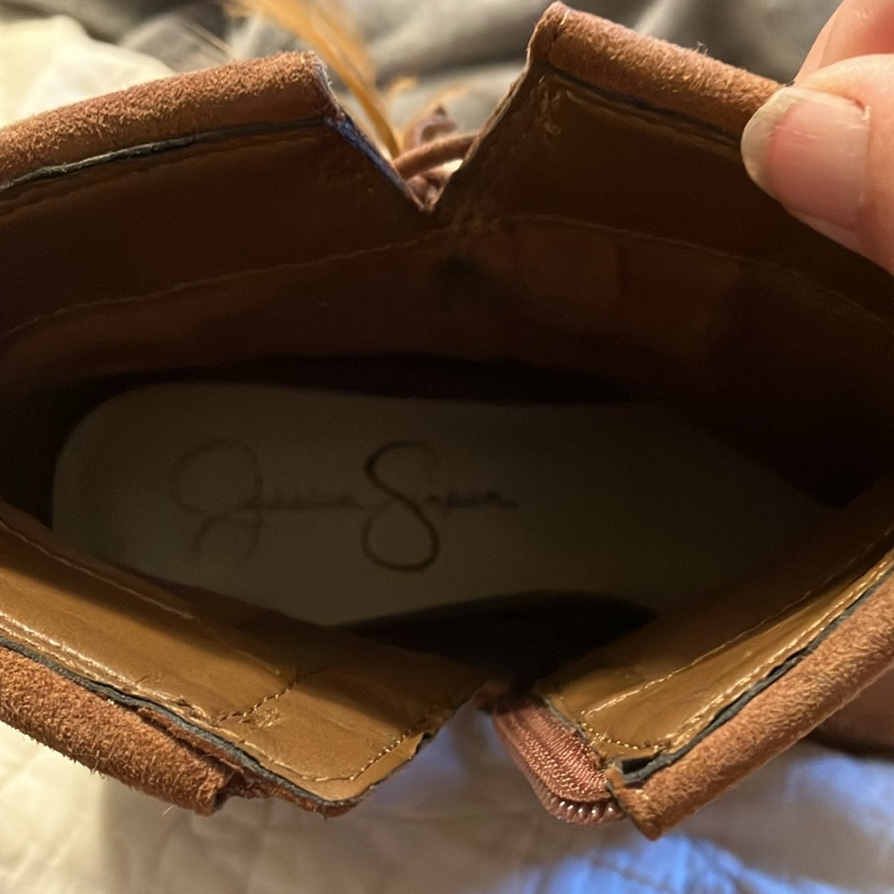 2/$40 Jessica Simpson Suede Ankle Boots with Tassel Detail Side Zipper Open Toe - Picture 8 of 8